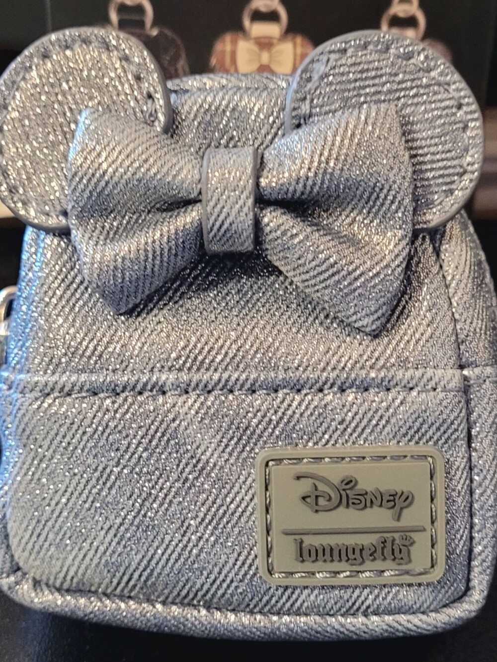 Loungefly minnie mouse sparkly denim bag charm